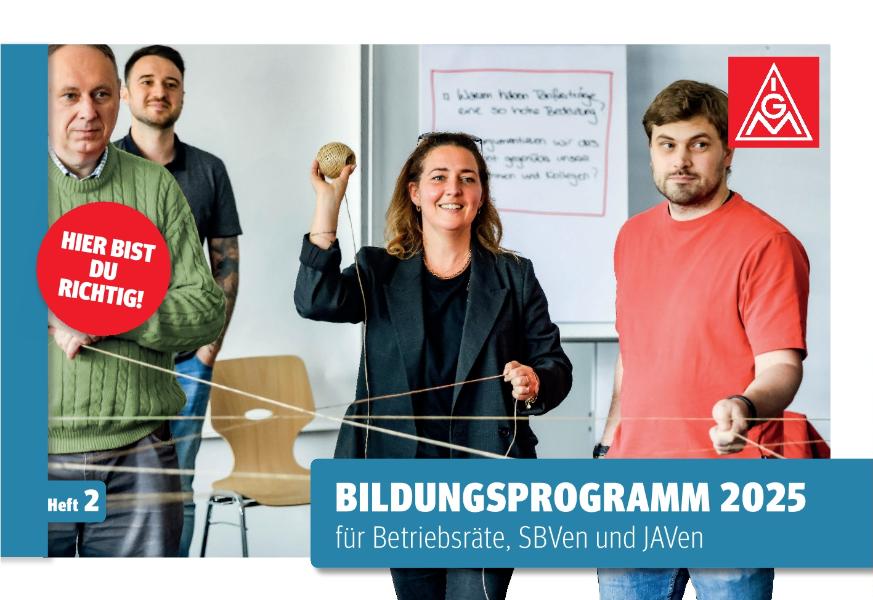 Bildungsprogramm 2025 für Betriebsräte, SBVen und JAVen